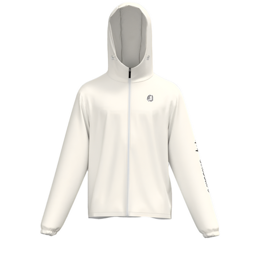 Unisex Full-Zip Hooded Golf Windbreaker Jacket - Water Resistant Offwhite