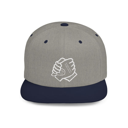 Flat Bill White Logo Snapback Hat