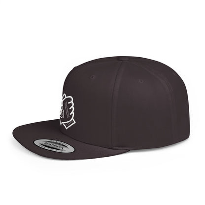 Flat Bill White Logo Snapback Hat