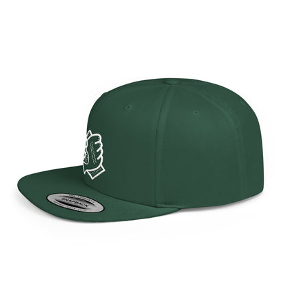 Flat Bill White Logo Snapback Hat