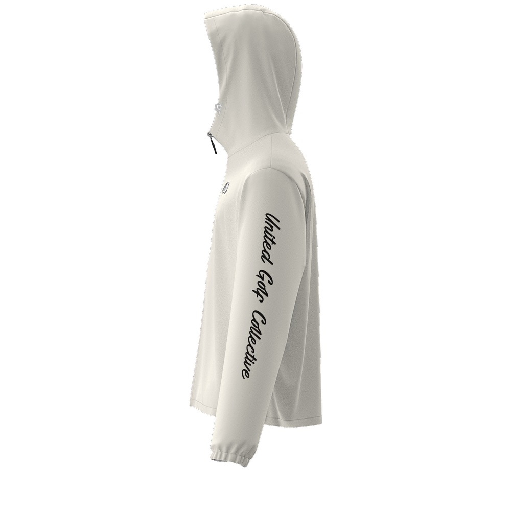 Unisex Full-Zip Hooded Golf Windbreaker Jacket - Water Resistant Offwhite