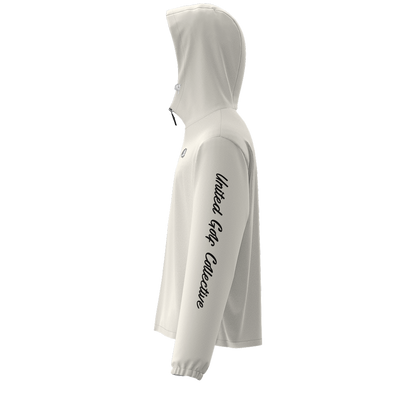 Unisex Full-Zip Hooded Golf Windbreaker Jacket - Water Resistant Offwhite