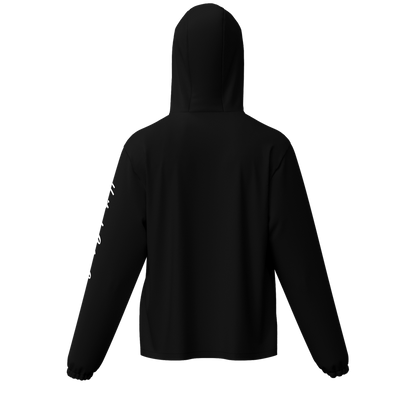 Unisex Full-Zip Hooded Windbreaker Jacket - Water Resistant Black