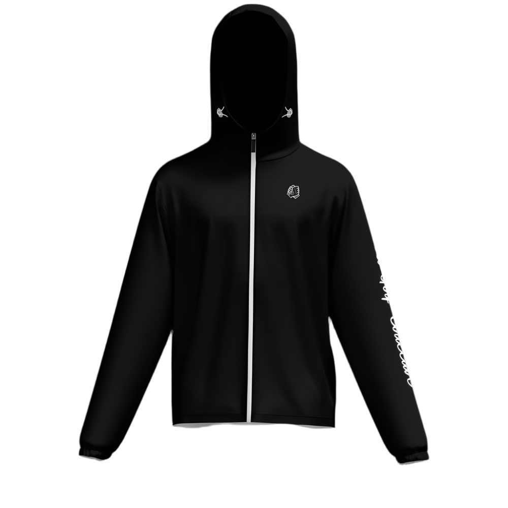 Unisex Full-Zip Hooded Windbreaker Jacket - Water Resistant Black